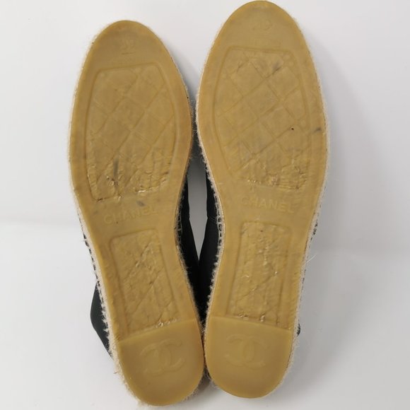 CHANEL Lambskin Espadrilles Logo Cap Toe Double Stack Flats - Picture 7 of 11